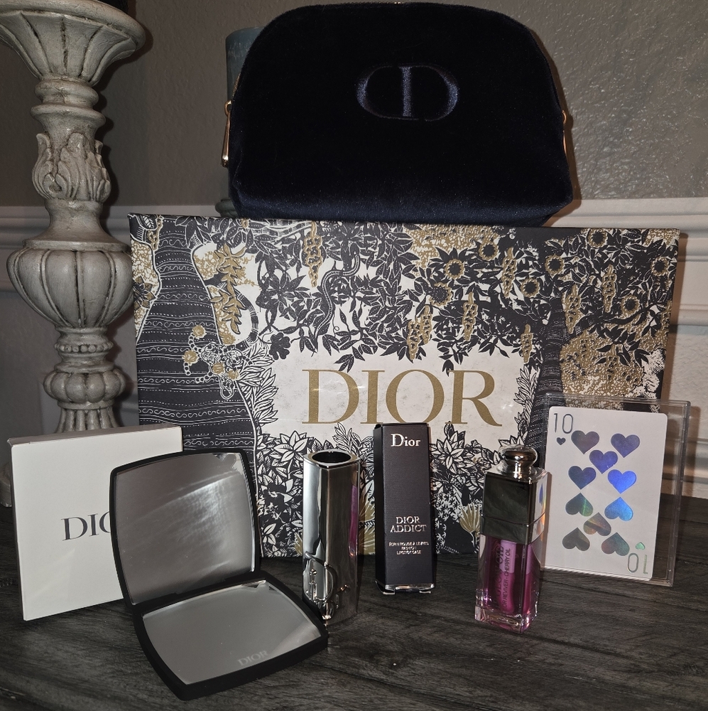 Dior Beauty Bundle Addict Lipstick Holder, Oil, Pouch, Mirr, With 10 of 💙 W/box